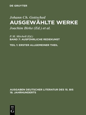 cover image of Ausführliche Redekunst. Erster Allgemeiner Theil